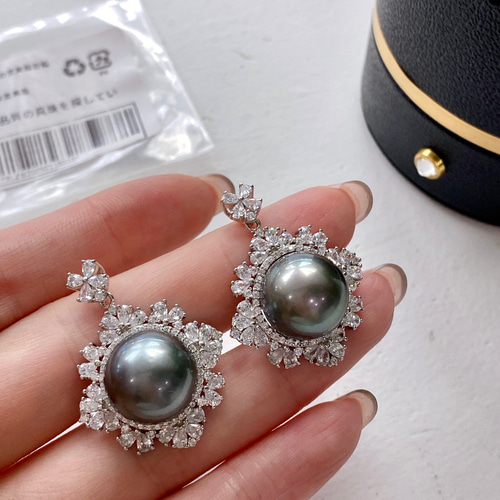 高級】天然タヒチ黒蝶真珠 ペンダント12-13mm s925 ネックレス  