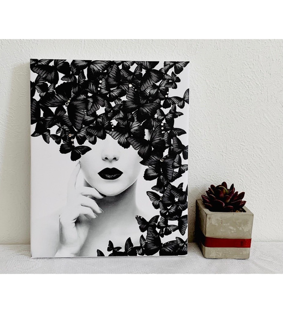 アートパネル スワロフスキー使用 モノトーンインテリア 店内装飾 大人