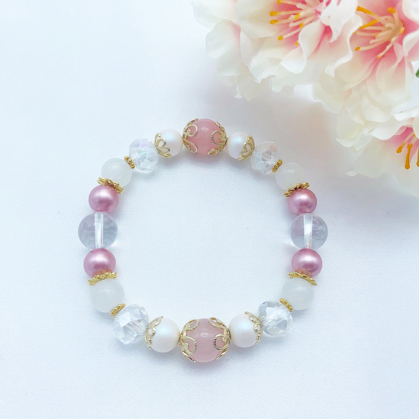 天然石とSWAROVSKIのブレスレット