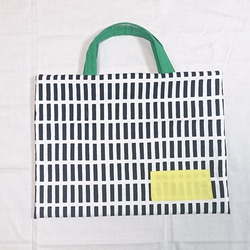 レッスンバッグ＆シューズ袋(北欧風×緑×黄) 2枚目の画像