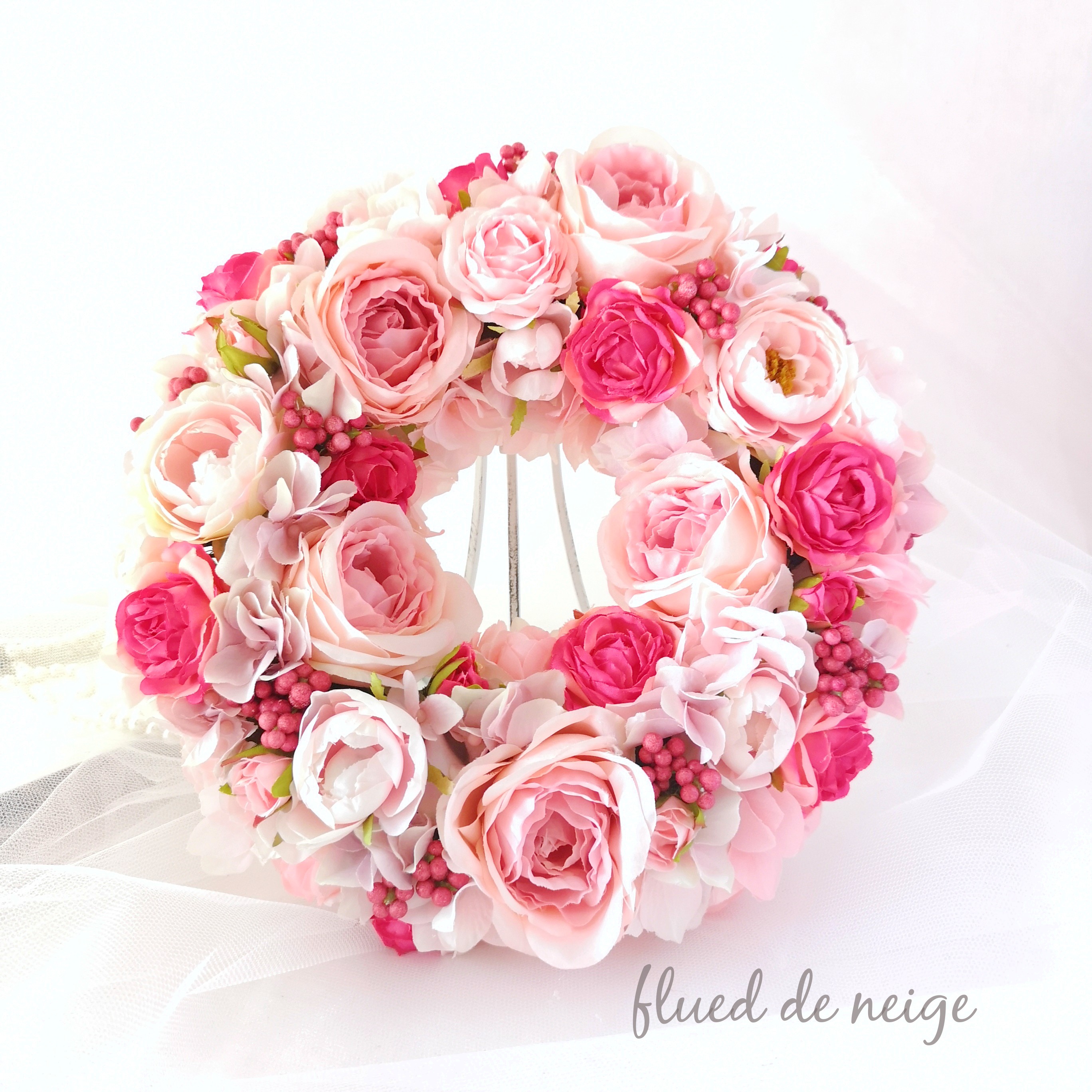 ピンクローズのリース※26cm