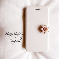 智慧型手機保護殼 [iphonexs XR cxsmax Plus] 花珍珠寶石 [白色小] iPhone 保護套 第1張的照片