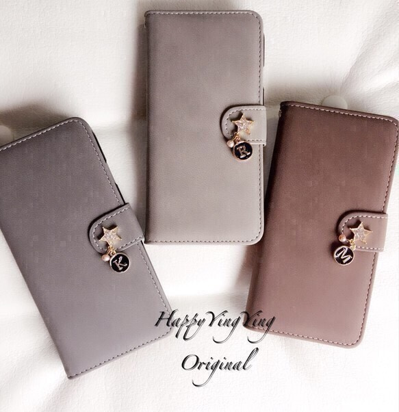 iPhoneケース♡手帳型　イニシャル加工 刻印 イニシャル スマホケース 手帳型 全機種対応 iPhone galaxy