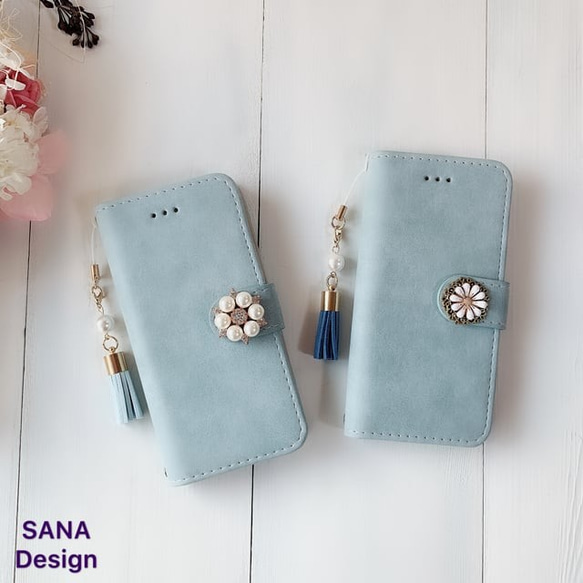 適用於 iPhone 17e/16、Xperia/AQUOS/Pro/SE3/Galaxy 的水藍仿麂皮手機殼 第2張的照片