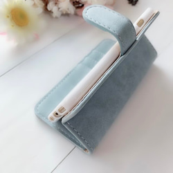 適用於 iPhone 17e/16、Xperia/AQUOS/Pro/SE3/Galaxy 的水藍仿麂皮手機殼 第5張的照片