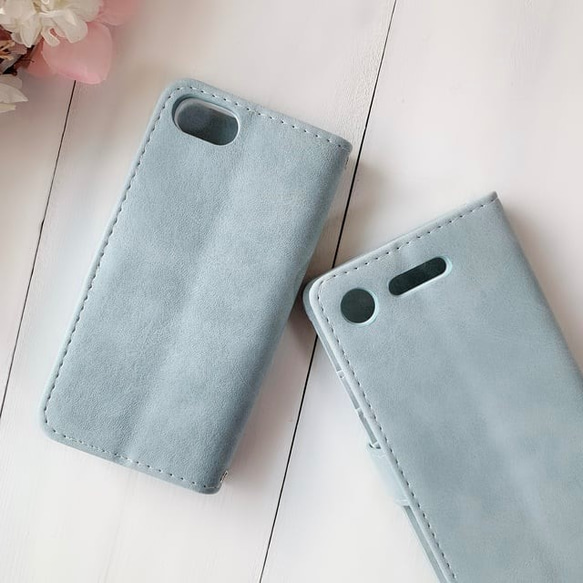 適用於 iPhone 17e/16、Xperia/AQUOS/Pro/SE3/Galaxy 的水藍仿麂皮手機殼 第3張的照片