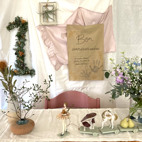 オーダーメイド｠ドライフラワーのナンバーオブジェ リース sea sprout