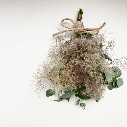 スモークツリー　ユーカリ　スワッグ スモークツリーとユーカリのドライフラワースワッグ/ブーケ スワッグ