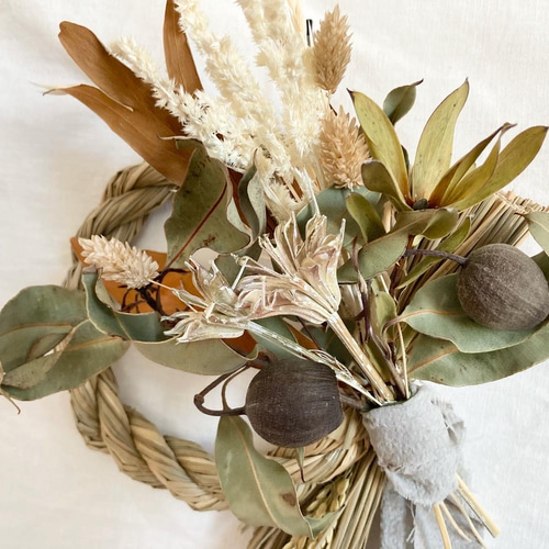 ネイティブフラワーの注連縄 2way お正月飾り