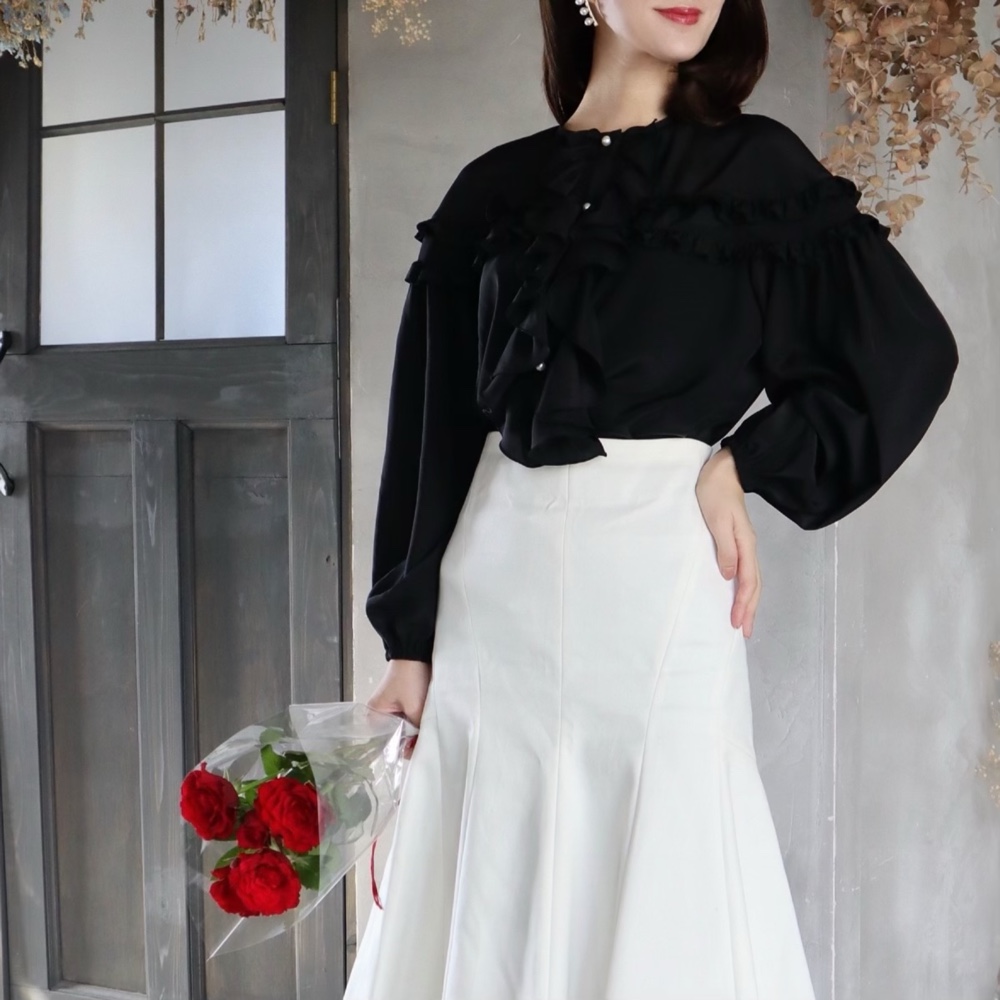 Pearl blouse / パールブラウス　ブラック　入園式　卒園　　　入学式　フォーマル