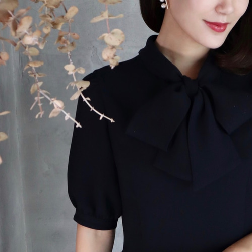 Bowtie tunic blouse / ボウタイチュニックブラウス ネイビー 入園式