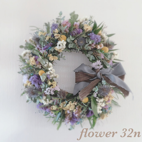 ユーカリとスターチスのリース ドライフラワー flower32n 通販｜Creema 