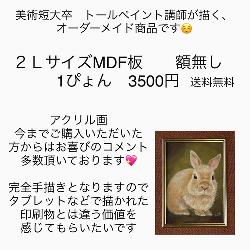 受付中☆うちの子描きます。うさぎの似顔絵・送料無料 絵画