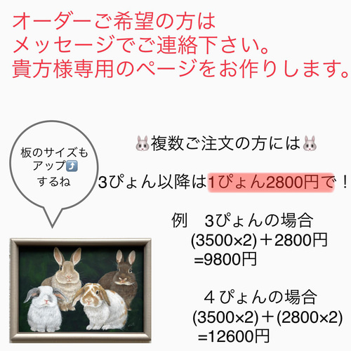受付中☆うちの子描きます。うさぎの似顔絵・送料無料 絵画