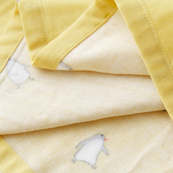『コットンルームウエア』パジャマ　Tシャツ＋ショートパンツ　可愛い襟半袖　ギャザー　ペンギンプリント　イエローrw015 8枚目の画像