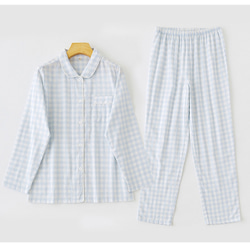 『コットンルームウエア』パジャマ 長袖　上下セット　カップルパジャマ　お揃い　チェック柄　4色　rw022女性 6枚目の画像