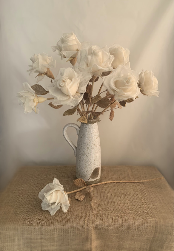 生成色の寒冷紗のバラ 布花 その他アート 布花工房ミモザ 通販