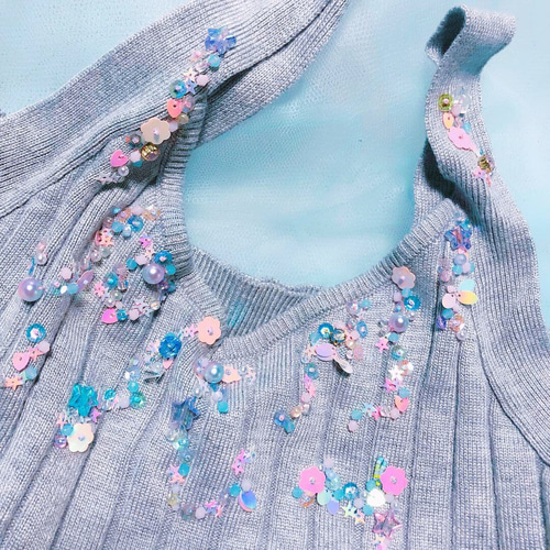 マーメイドビスチェ ビスチェ ニット 重ね着 刺繍 ビーズ ビーズ刺繍