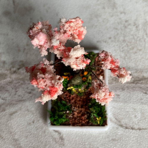 大きな桜の木がある分かれ道 ジオラマ盆栽 その他置物 MAME:nature
