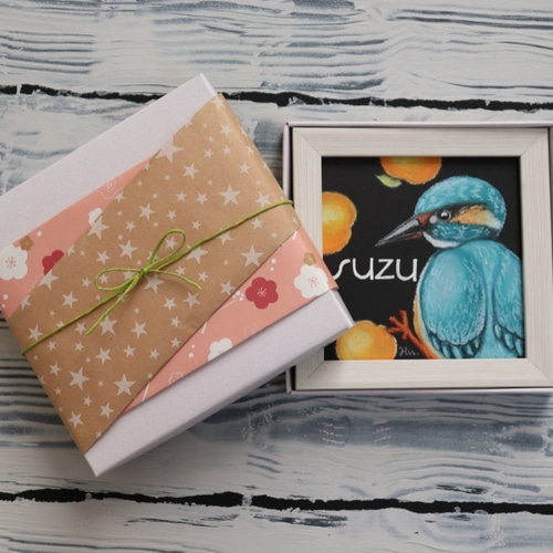 一点もの♥︎【チョークアート原画】シマエナガ（ミニフレーム