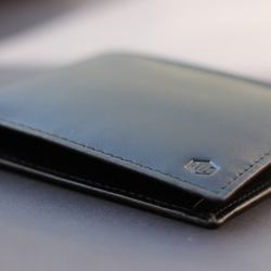 牛革二つ折り財布コインポケットとカードポケット付き(黒) 10枚目の画像