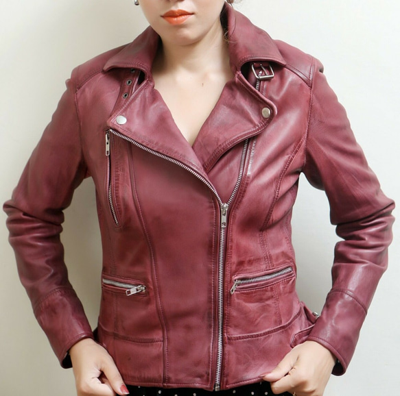 羊革・襟ベルト付き羊革ジャケット Sheep Leather Jacket with