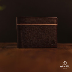 牛革二つ折り財布 (ウォレット) 6枚のカードポケットあずき色 Cow Leather Bifold Wallet 3枚目の画像