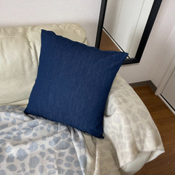 手作りクッションカバー ジーンズ生地 (45x45 cm) Cushion Cover 4枚目の画像
