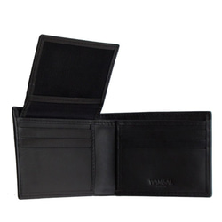 牛革二つ折り財布 (ウォレット) 9枚のカードと１枚IDカードポケット 黒 ブラック 5枚目の画像