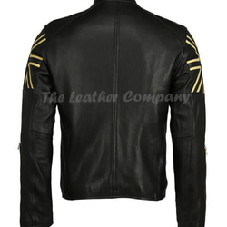 牛革ライダージャケット（英国旗付）Cow Leather Rider Jacket with UK Flag 4枚目の画像