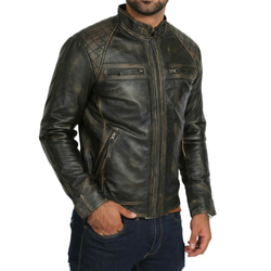 黒牛革ダメージ加工ジャケット Cow Leather Distressed Jacket Black 