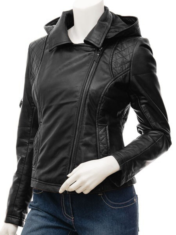 羊革フード付きライダージャケット Sheep Leather Jacket with Hood 7枚目の画像