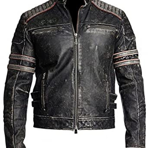 羊革ユーズド加工ライダージャケット白縞 Sheep Leather
