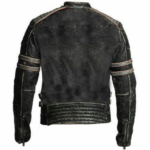 羊革ユーズド加工ライダージャケット白縞 Sheep Leather