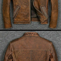 牛皮革ライダージャケット Cow Crust Leather Rider Jacket 3枚目の画像