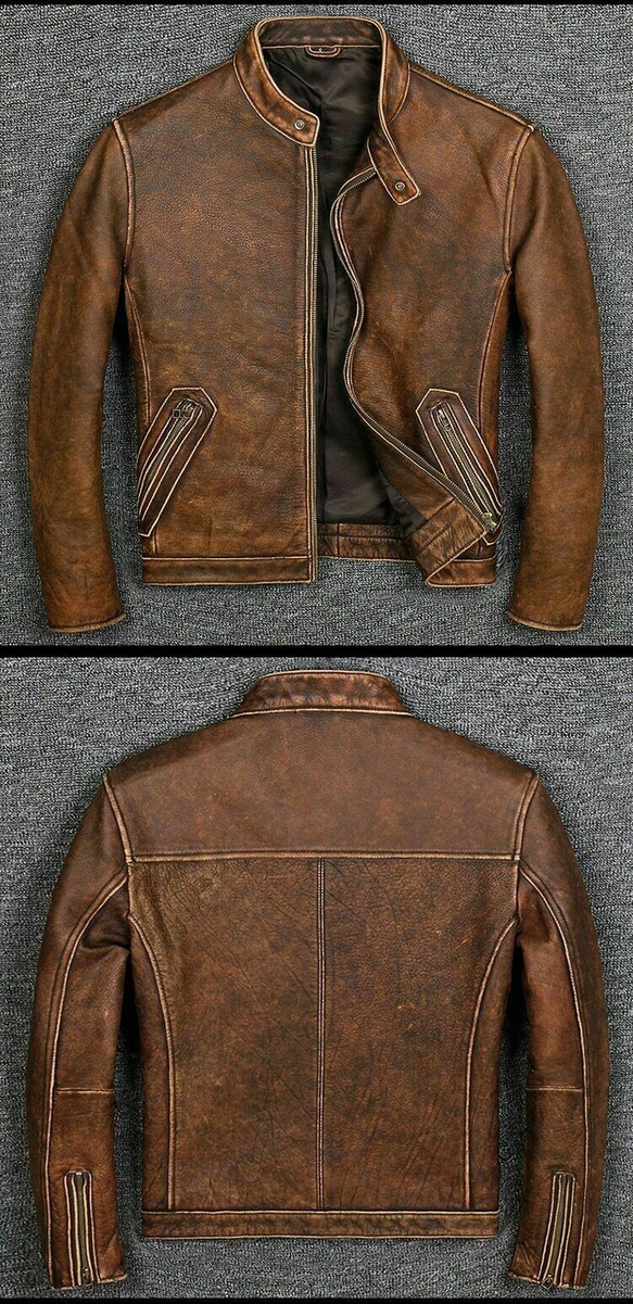 牛皮革ライダージャケット Cow Crust Leather Rider Jacket 3枚目の画像