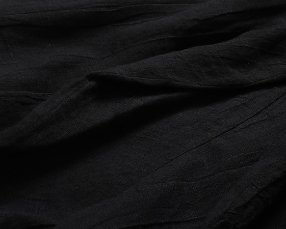 風合い抜群のリネンサルエルパンツ しわ加工 ブラック 6枚目の画像