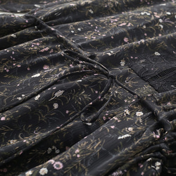 シースルー袖がエレガント ブラック花柄シフォンワンピース 9枚目の画像