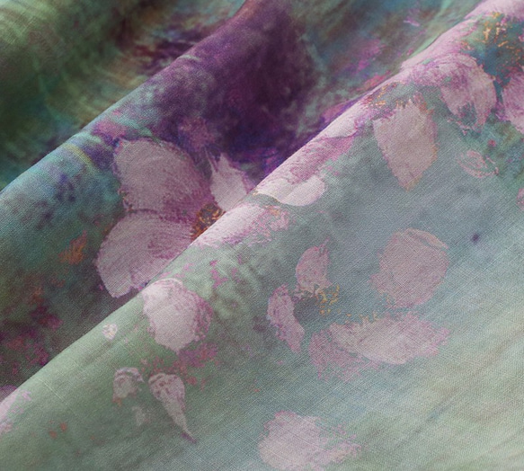 【2点限り】ふわり袖の 花柄シャツ ラミーリネン 9枚目の画像