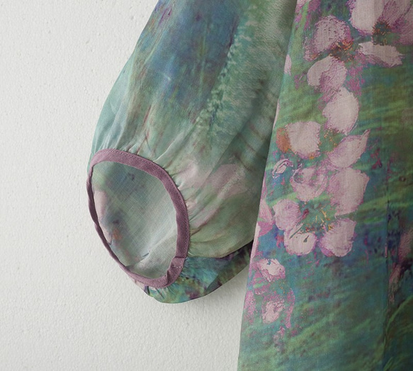 【2点限り】ふわり袖の 花柄シャツ ラミーリネン 10枚目の画像