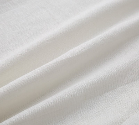 一味違うオリジナル刺繍♪リネン素材で涼しいアシンメトリーシャツ ホワイト 8枚目の画像