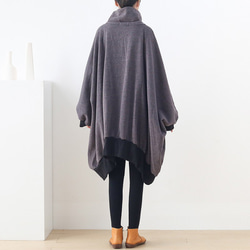 ハイネック☆あったか素材のふんわりオーバーサイズジャケット 3枚目の画像