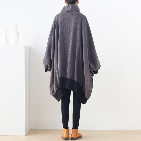 ハイネック☆あったか素材のふんわりオーバーサイズジャケット 3枚目の画像