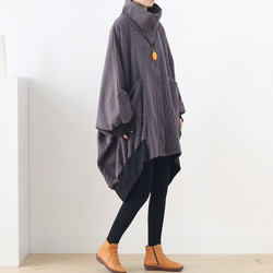 ハイネック☆あったか素材のふんわりオーバーサイズジャケット 5枚目の画像