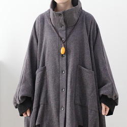 ハイネック☆あったか素材のふんわりオーバーサイズジャケット 6枚目の画像