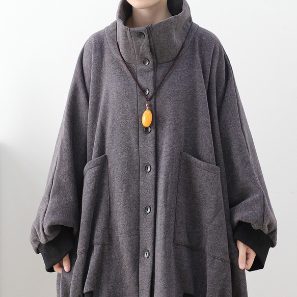 ハイネック☆あったか素材のふんわりオーバーサイズジャケット 6枚目の画像