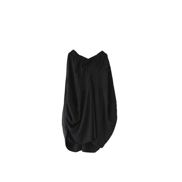 ストレッチ超らくちん♪綺麗見えするブラックデザインスカートゆったり落ち感 6枚目の画像