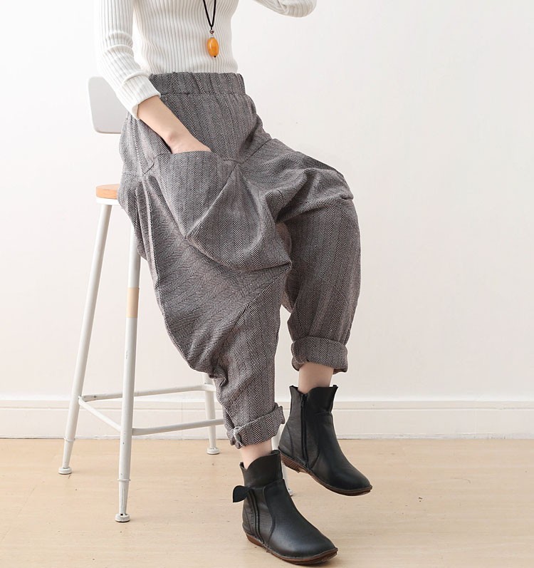 【即納】ポケット付きヘリンボーンパンツ ライトグレー we-182lgy