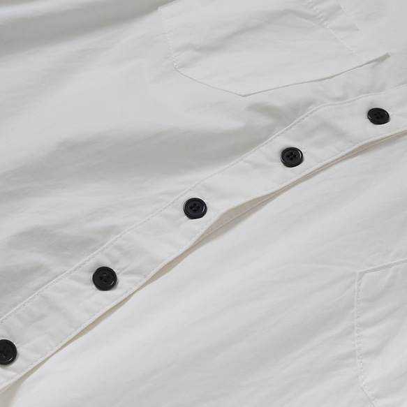 【1点限り】S字前立ての変形デザインロングシャツ ホワイト 7枚目の画像