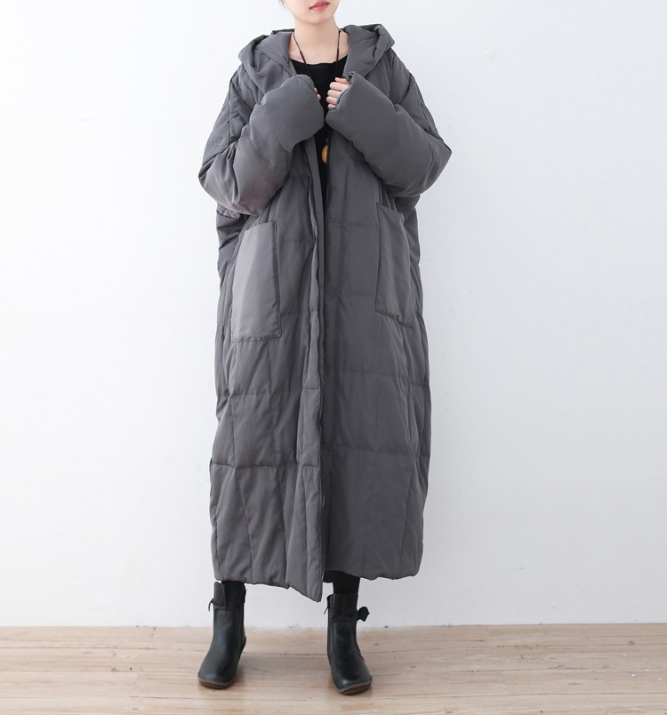 【即納】厚着をしても余裕で動ける☆オーバーサイズダウンコート グレー